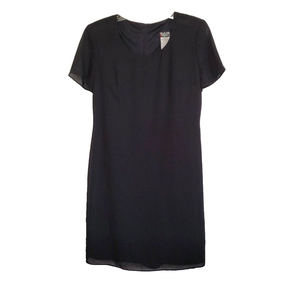 Vintage Helene Blake Dress 10P Petite Black Sheer Overlay Cap Sleeve Cocktails